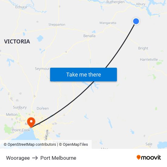 Wooragee to Port Melbourne map