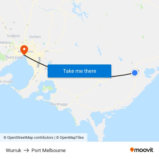 Wurruk to Port Melbourne map