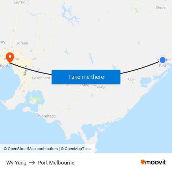 Wy Yung to Port Melbourne map