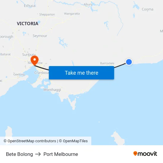 Bete Bolong to Port Melbourne map