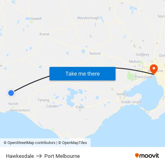 Hawkesdale to Port Melbourne map