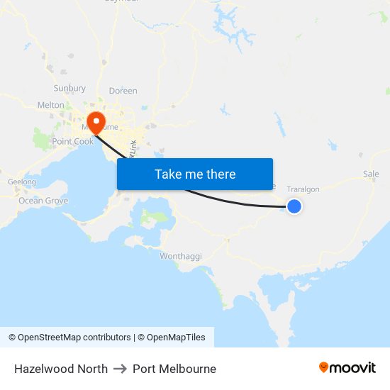 Hazelwood North to Port Melbourne map