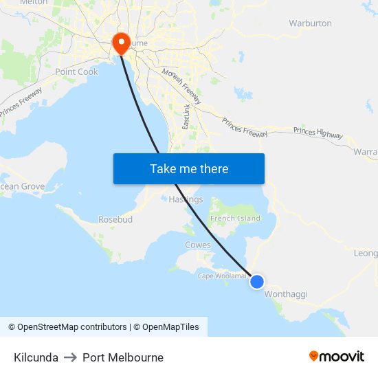 Kilcunda to Port Melbourne map