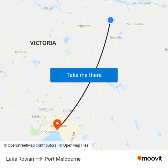Lake Rowan to Port Melbourne map