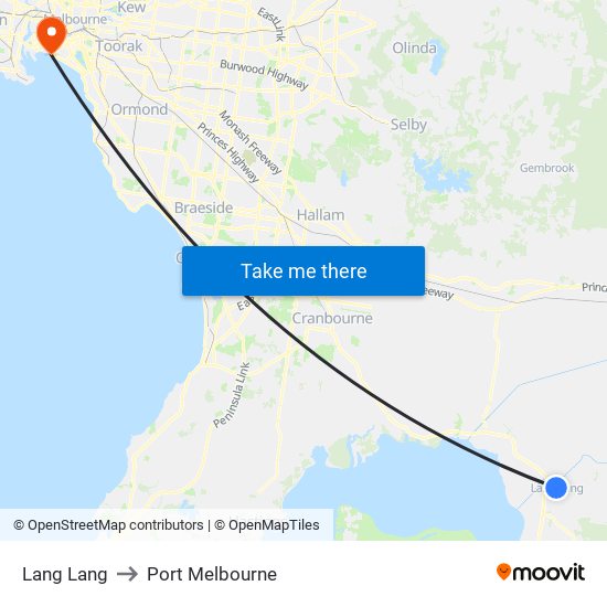 Lang Lang to Port Melbourne map