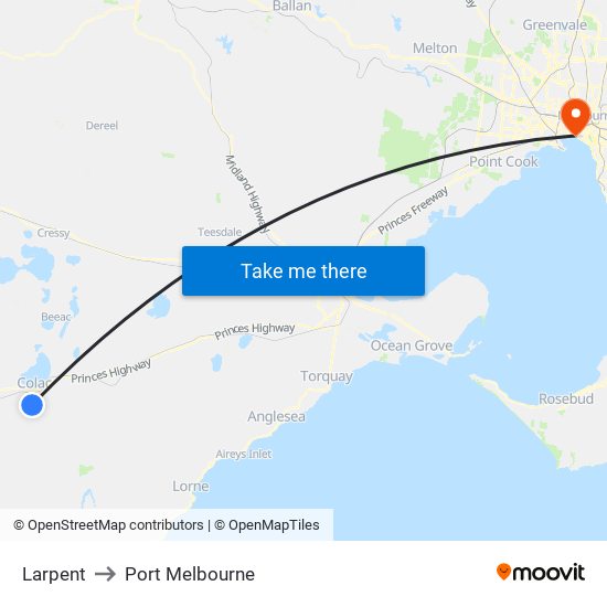 Larpent to Port Melbourne map