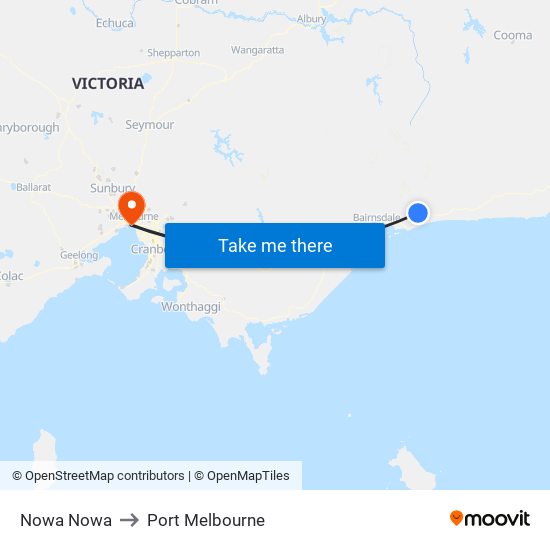 Nowa Nowa to Port Melbourne map