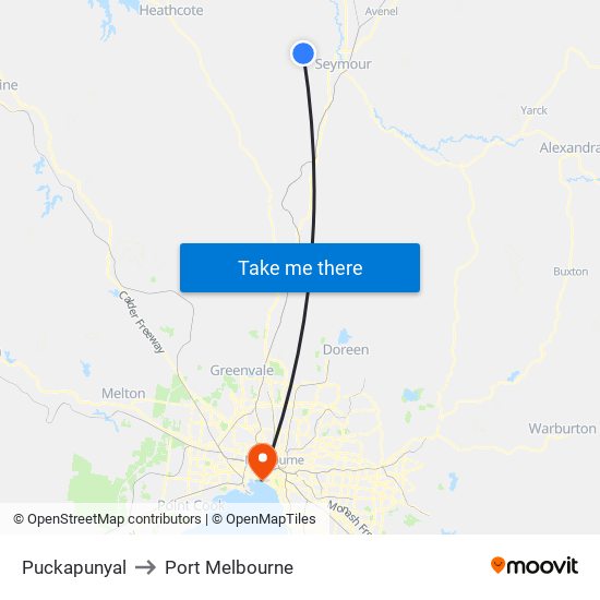 Puckapunyal to Port Melbourne map