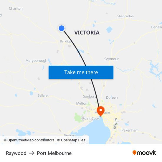 Raywood to Port Melbourne map