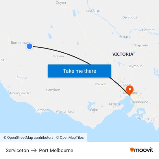 Serviceton to Port Melbourne map