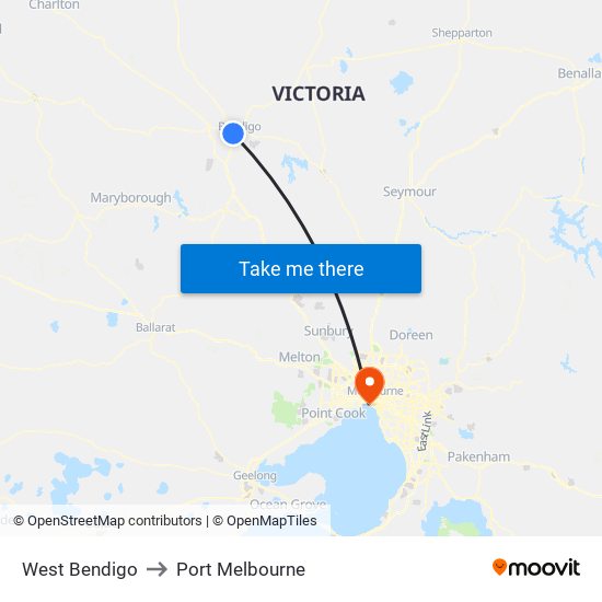 West Bendigo to Port Melbourne map