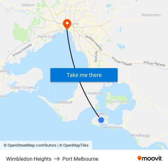 Wimbledon Heights to Port Melbourne map