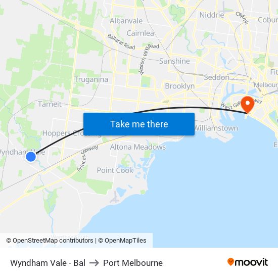 Wyndham Vale - Bal to Port Melbourne map