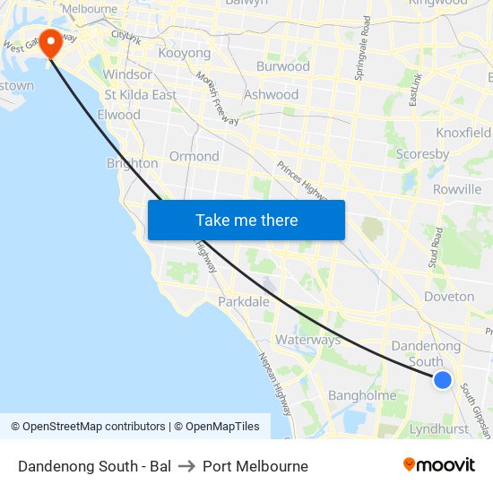 Dandenong South - Bal to Port Melbourne map