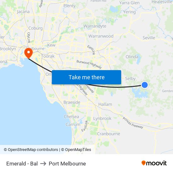 Emerald - Bal to Port Melbourne map