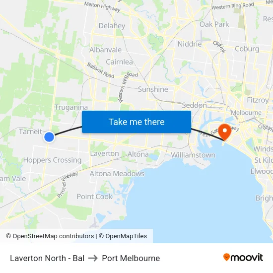 Laverton North - Bal to Port Melbourne map