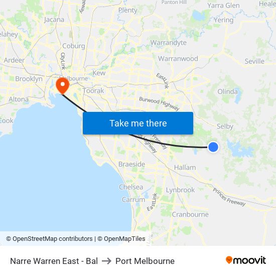 Narre Warren East - Bal to Port Melbourne map