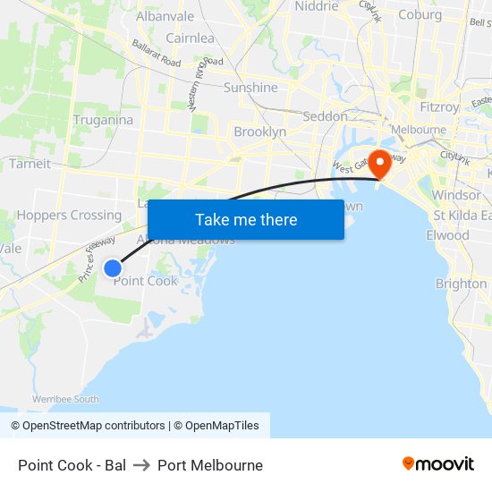 Point Cook - Bal to Port Melbourne map