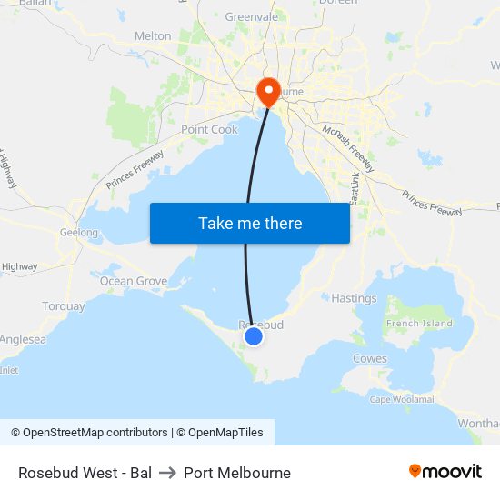 Rosebud West - Bal to Port Melbourne map