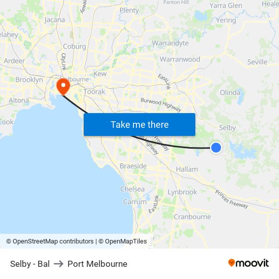 Selby - Bal to Port Melbourne map