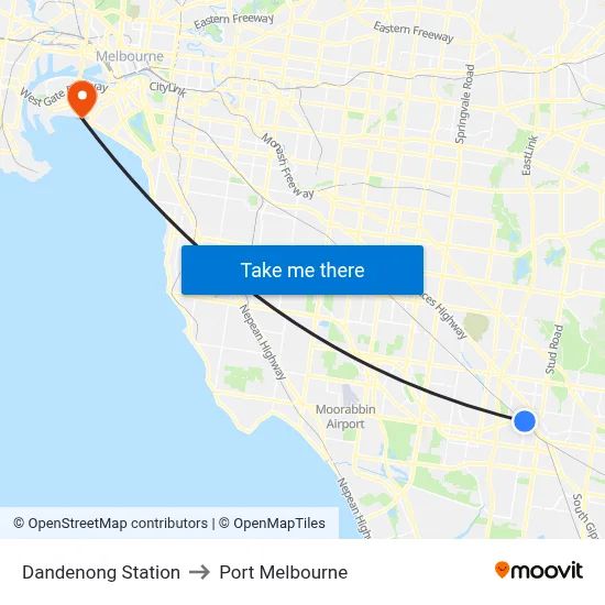 Dandenong Station to Port Melbourne map