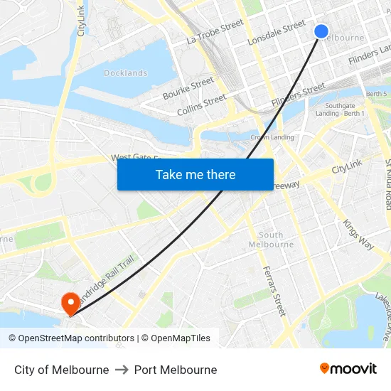 City of Melbourne to Port Melbourne map