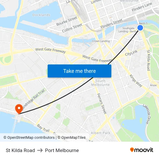 St Kilda Road to Port Melbourne map