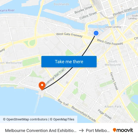 Melbourne Convention And Exhibition Centre to Port Melbourne map