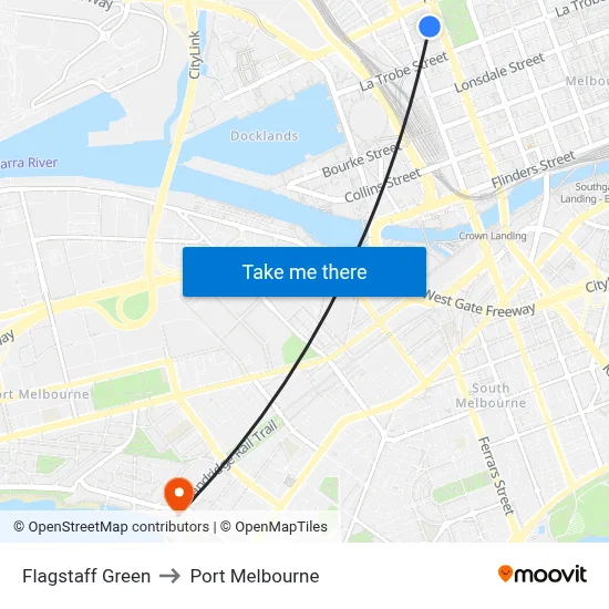 Flagstaff Green to Port Melbourne map