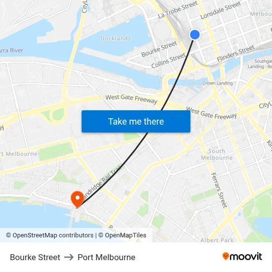 Bourke Street to Port Melbourne map