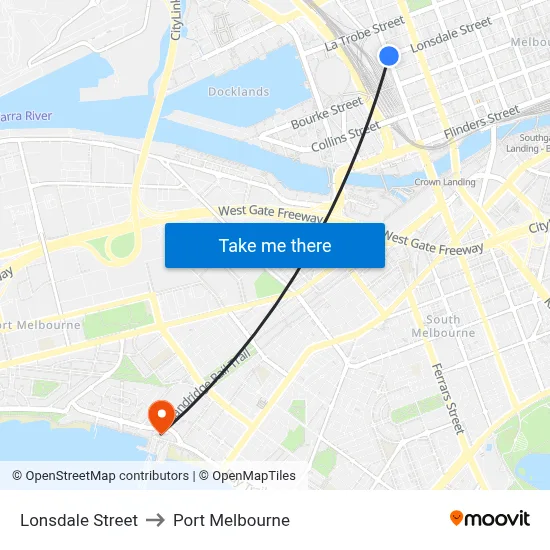 Lonsdale Street to Port Melbourne map