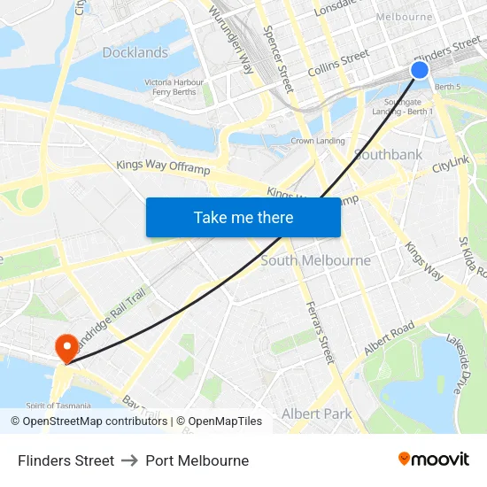Flinders Street to Port Melbourne map