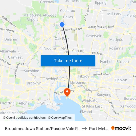 Broadmeadows Station/Pascoe Vale Rd (Broadmeadows) to Port Melbourne map