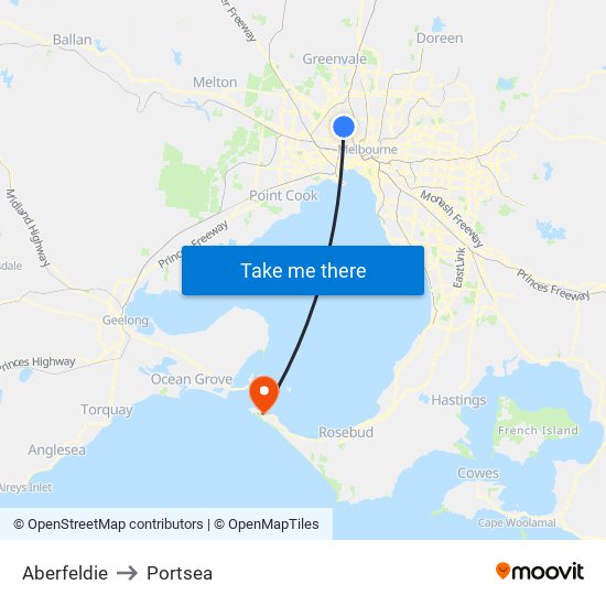 Aberfeldie to Portsea map