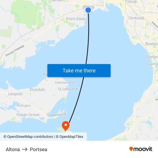 Altona to Portsea map
