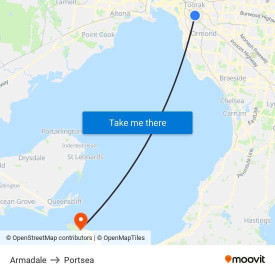 Armadale to Portsea map