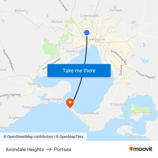 Avondale Heights to Portsea map