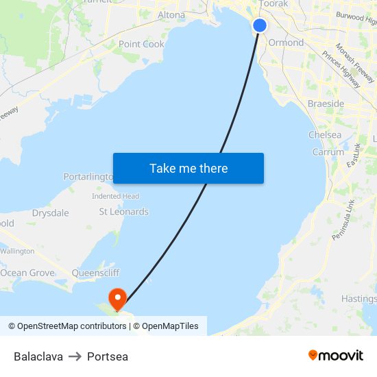 Balaclava to Portsea map