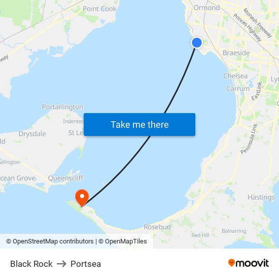 Black Rock to Portsea map