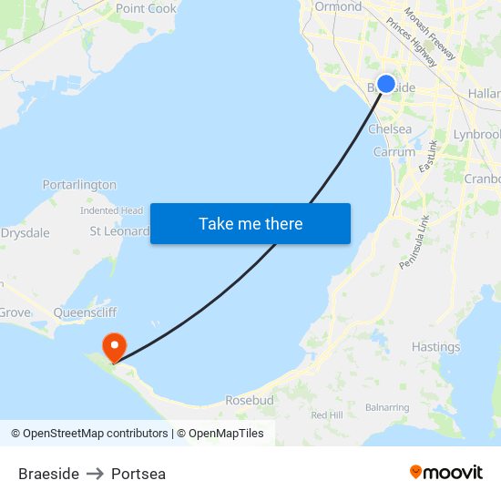 Braeside to Portsea map