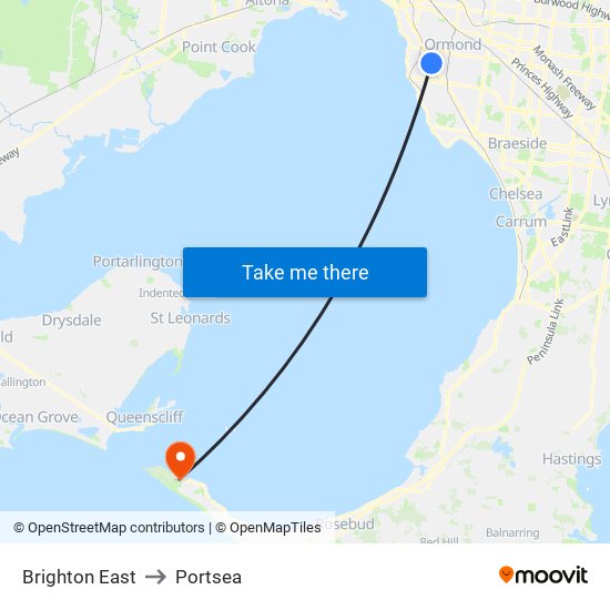 Brighton East to Portsea map