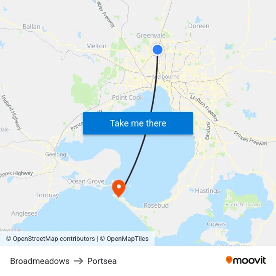 Broadmeadows to Portsea map