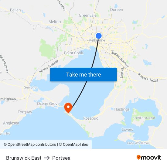 Brunswick East to Portsea map