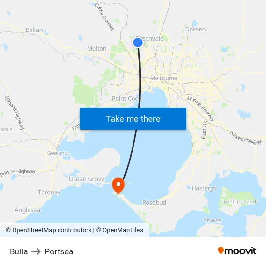 Bulla to Portsea map