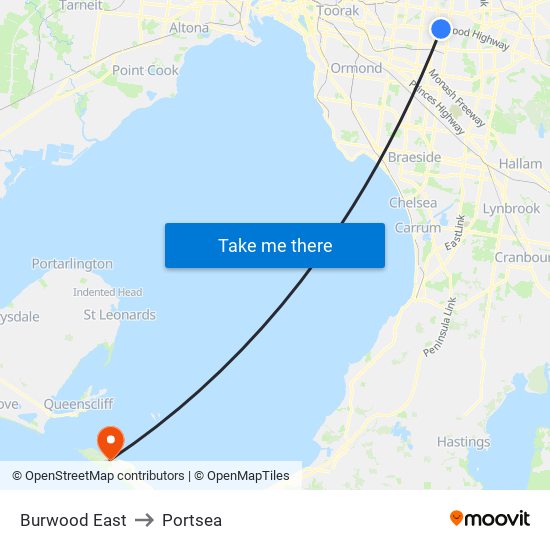 Burwood East to Portsea map