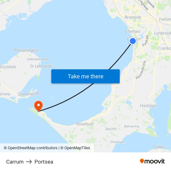 Carrum to Portsea map