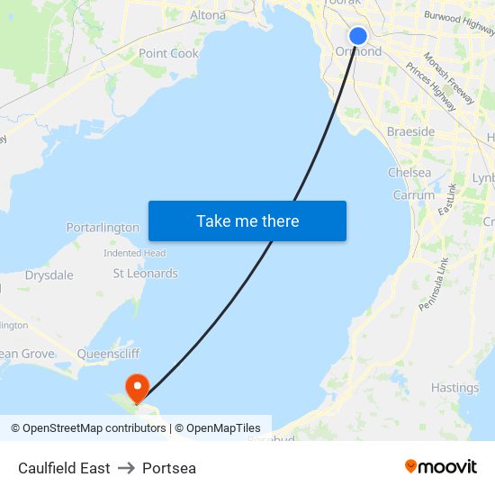 Caulfield East to Portsea map