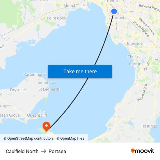 Caulfield North to Portsea map