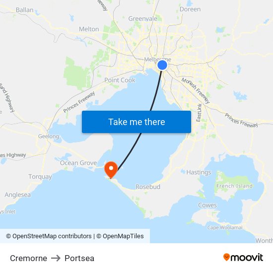 Cremorne to Portsea map