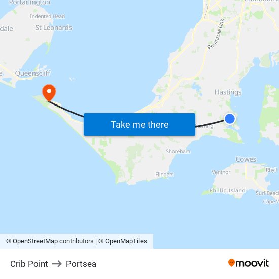 Crib Point to Portsea map